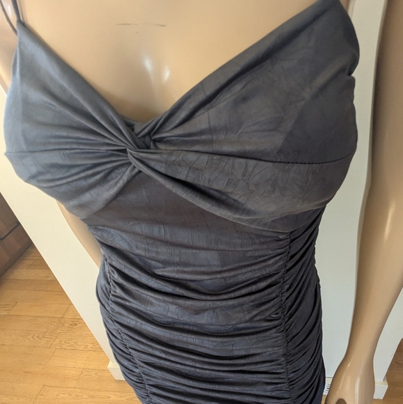 Ruched Blue Bodycon Cocktail Dressvl Large Vgt Y2k - Picture 2 of 8